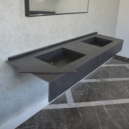 Engineered Porcelain Double Sink Dekton Kelya - Marble Handcrafted Contemporary Style