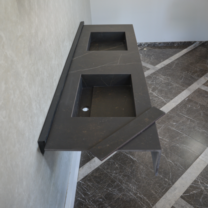 Engineered Porcelain Double Sink Dekton Kelya - Marble Handcrafted Contemporary Style