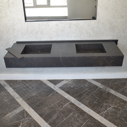 Engineered Porcelain Double Sink Dekton Kelya - Marble Handcrafted Contemporary Style