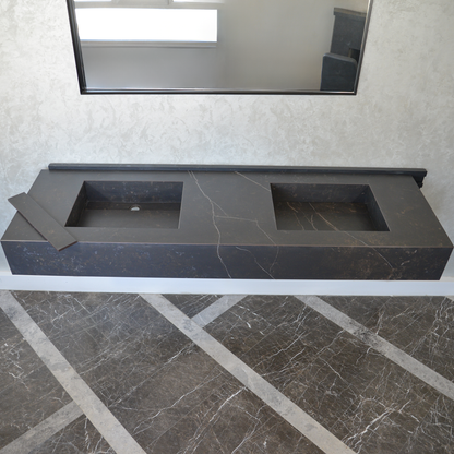 Engineered Porcelain Double Sink Dekton Kelya - Marble Handcrafted Contemporary Style