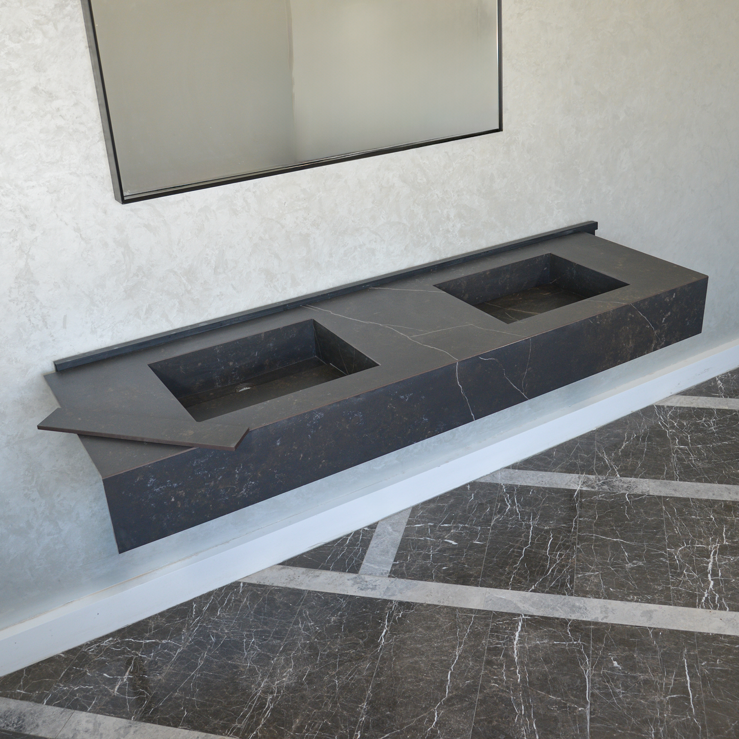 Engineered Porcelain Double Sink Dekton Kelya - Marble Handcrafted Contemporary Style