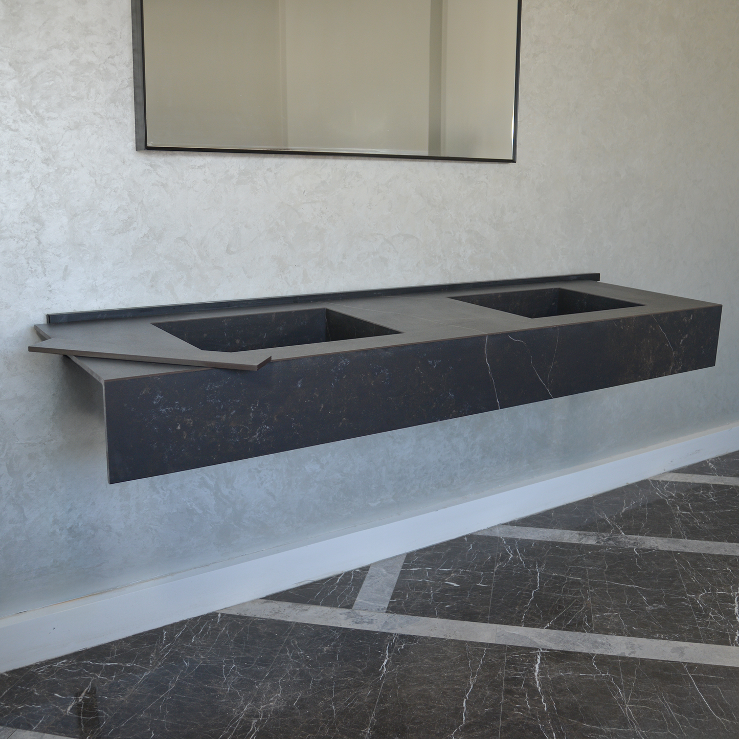 Engineered Porcelain Double Sink Dekton Kelya - Marble Handcrafted Contemporary Style
