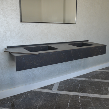 Engineered Porcelain Double Sink Dekton Kelya - Marble Handcrafted Contemporary Style