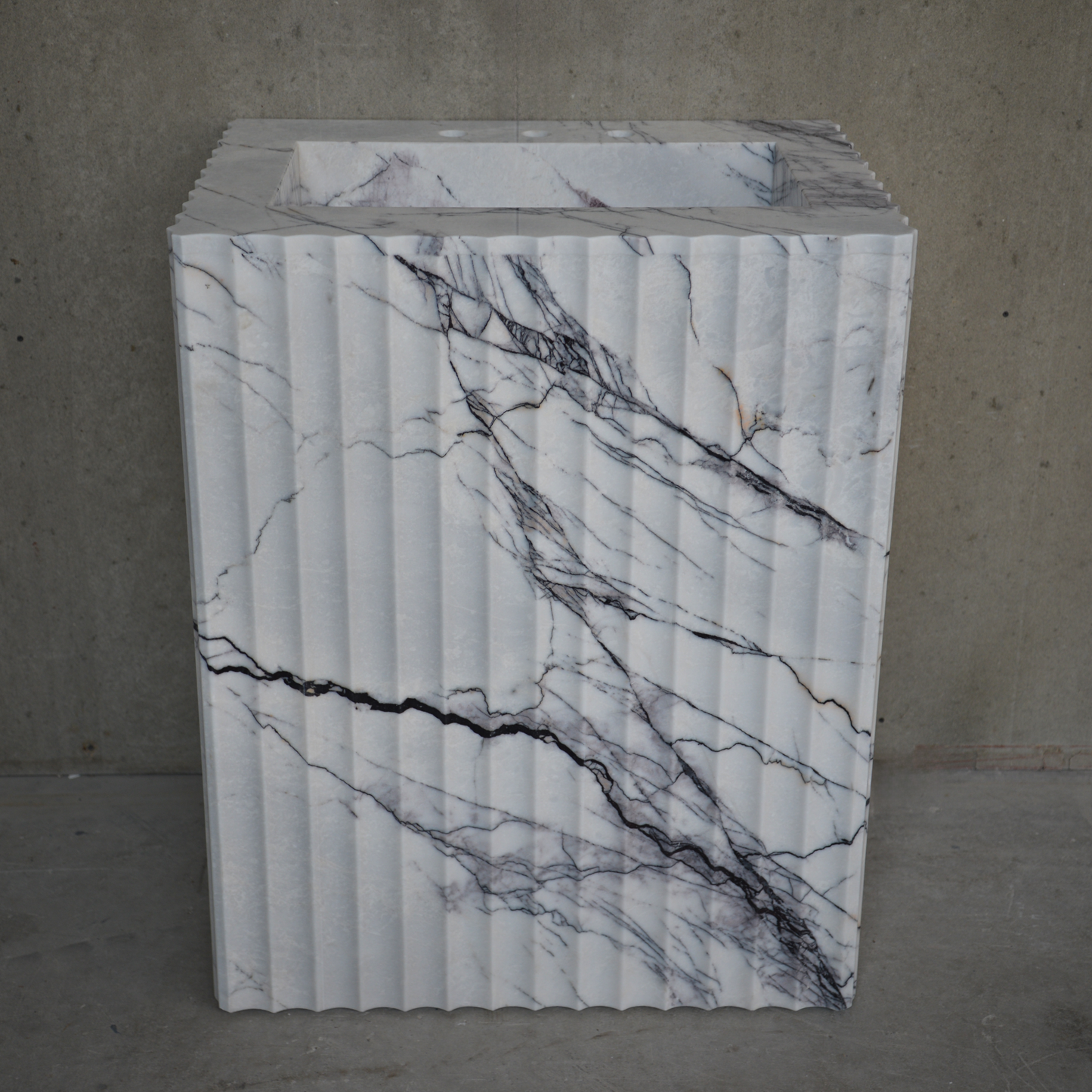 Lilac Marble Pedestal Bathroom Sink - Handcrafted Sculptural Design