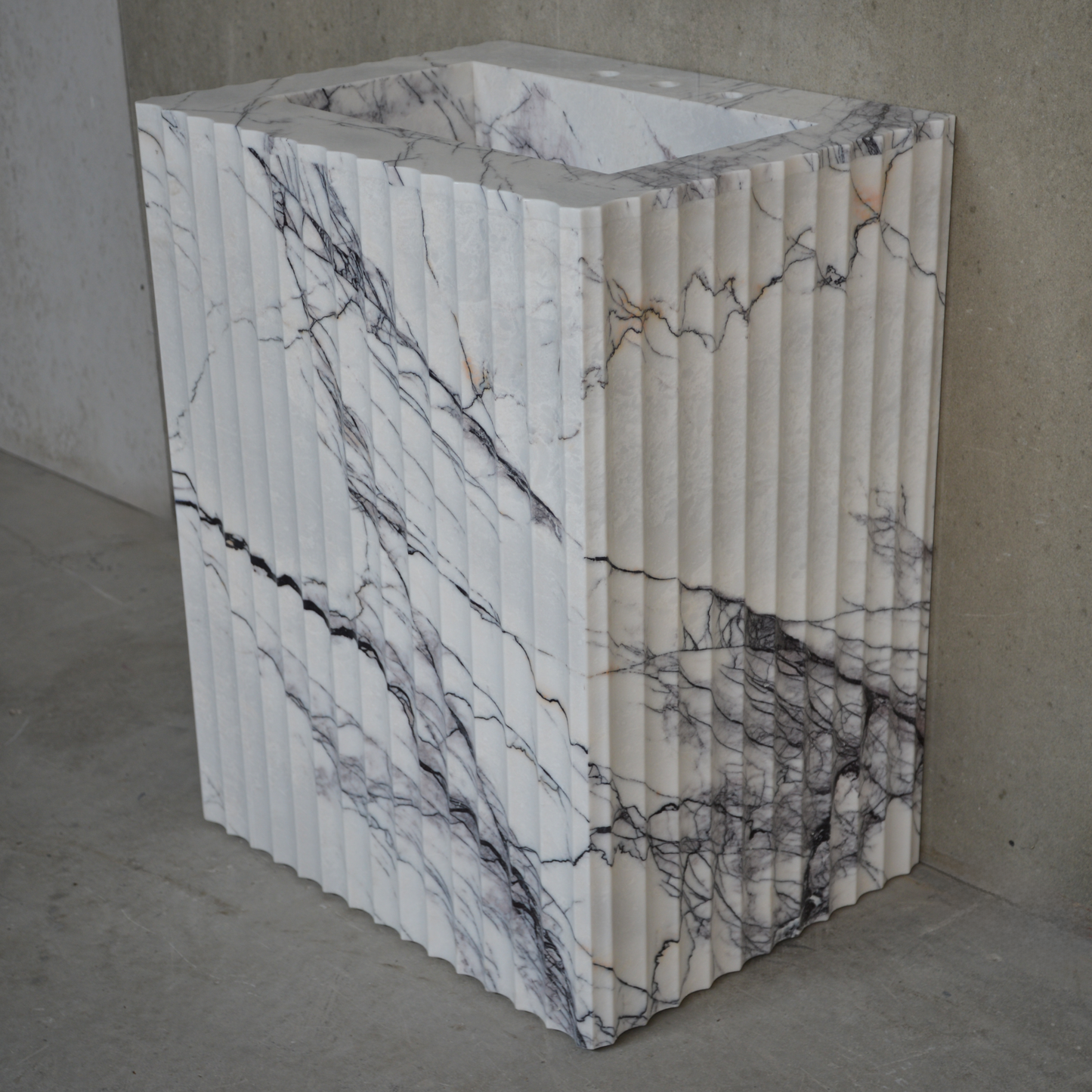 Lilac Marble Pedestal Bathroom Sink - Handcrafted Sculptural Design