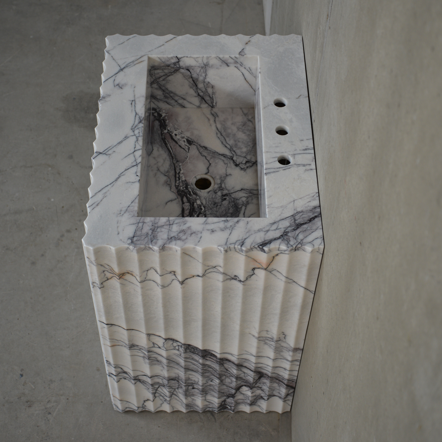 Lilac Marble Pedestal Bathroom Sink - Handcrafted Sculptural Design