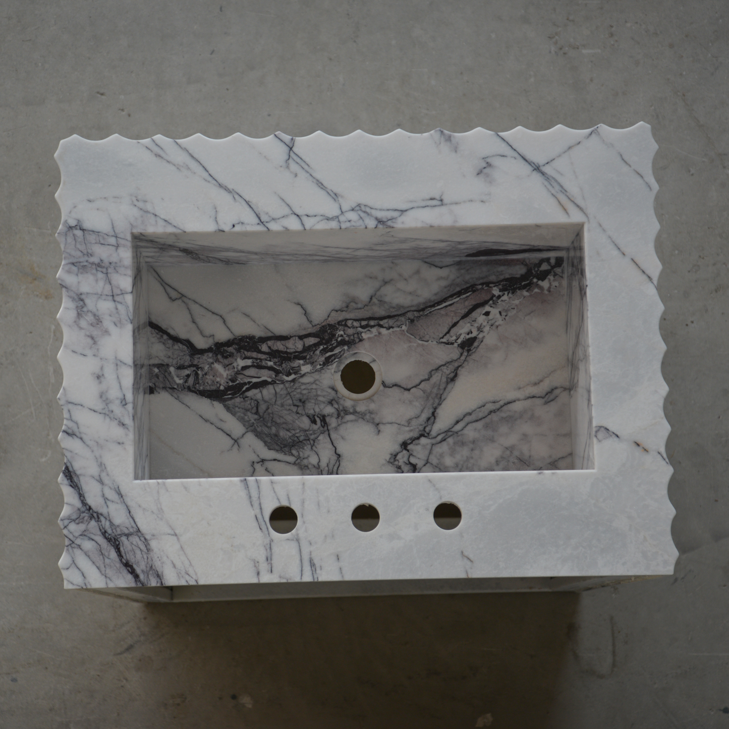 Lilac Marble Pedestal Bathroom Sink - Handcrafted Sculptural Design