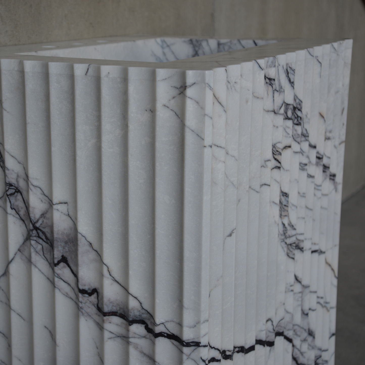 Lilac Marble Pedestal Bathroom Sink - Handcrafted Sculptural Design
