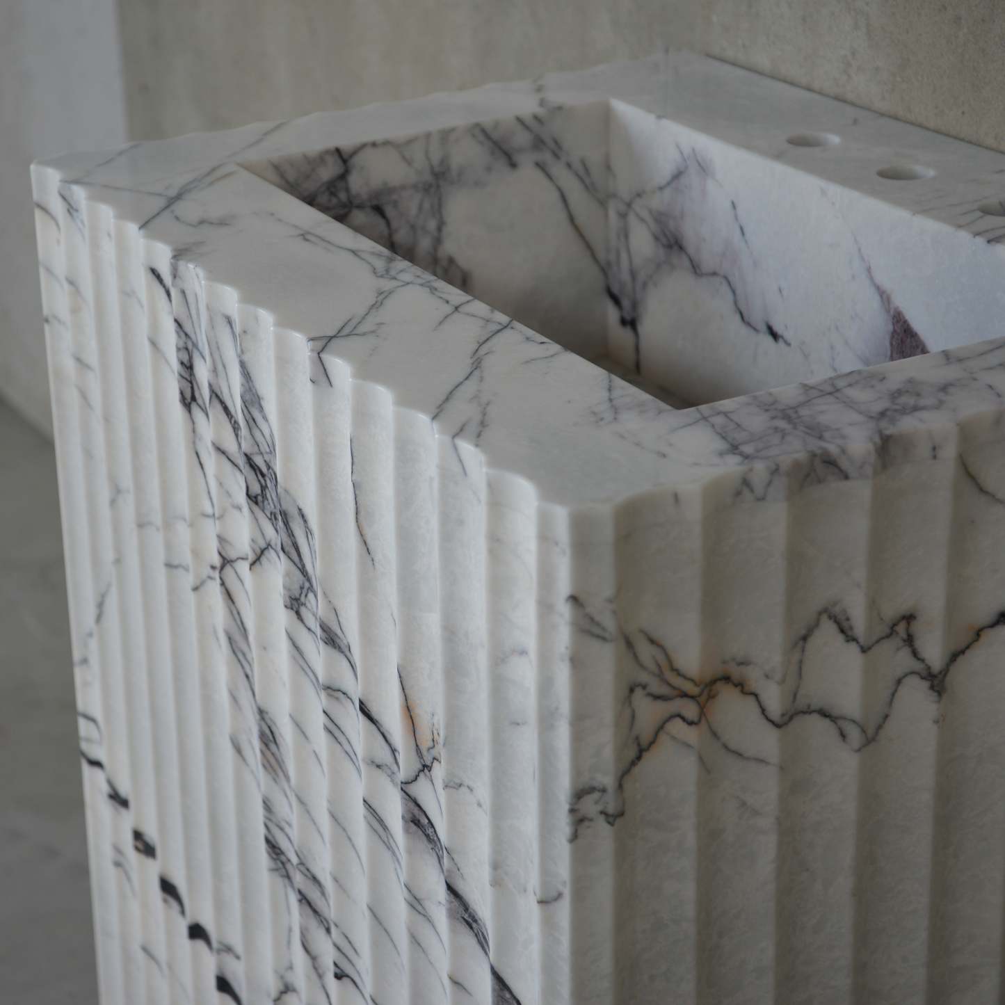 Lilac Marble Pedestal Bathroom Sink - Handcrafted Sculptural Design