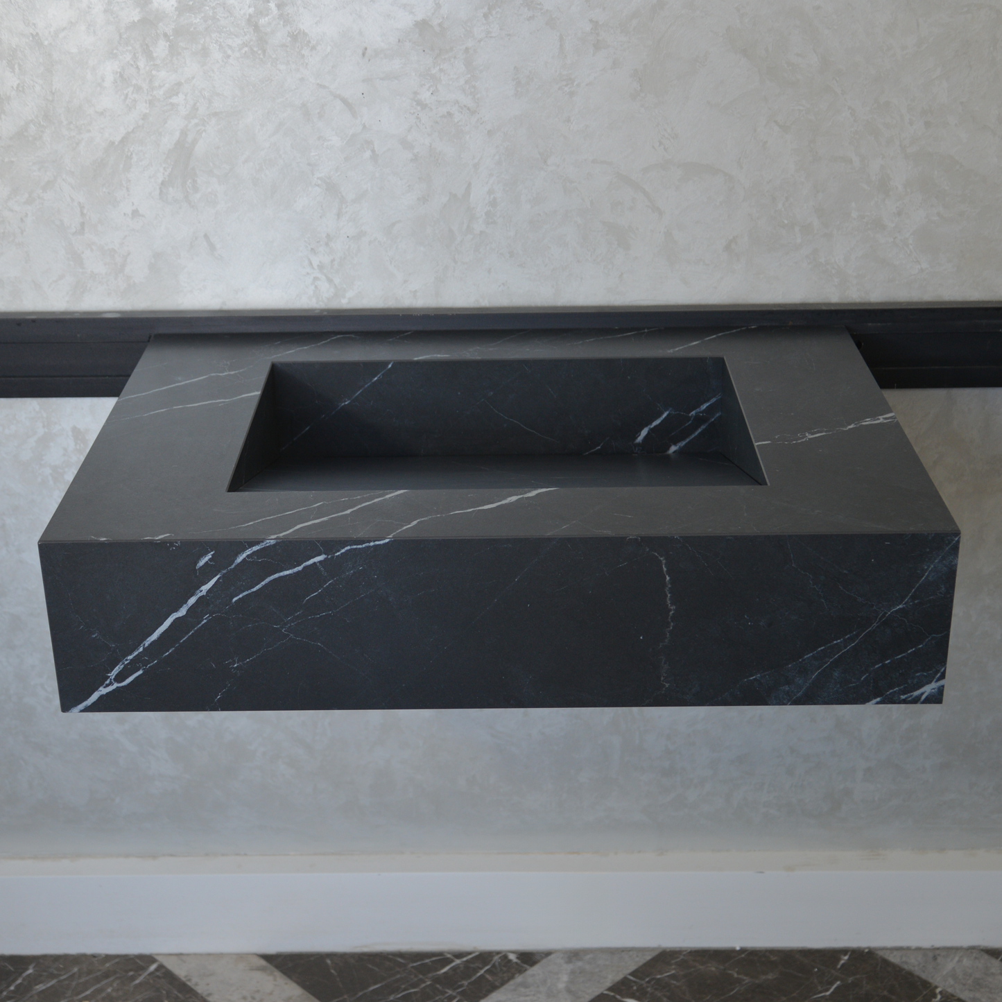 Nero Marquinia Black Engineered Stone Sink Handcrafted High Gloss Modern Designs
