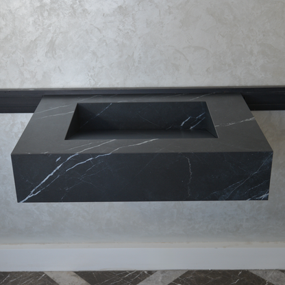 Nero Marquinia Black Engineered Stone Sink Handcrafted High Gloss Modern Designs