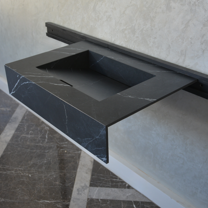 Nero Marquinia Black Engineered Stone Sink Handcrafted High Gloss Modern Designs