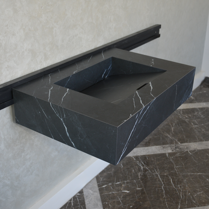 Nero Marquinia Black Engineered Stone Sink Handcrafted High Gloss Modern Designs