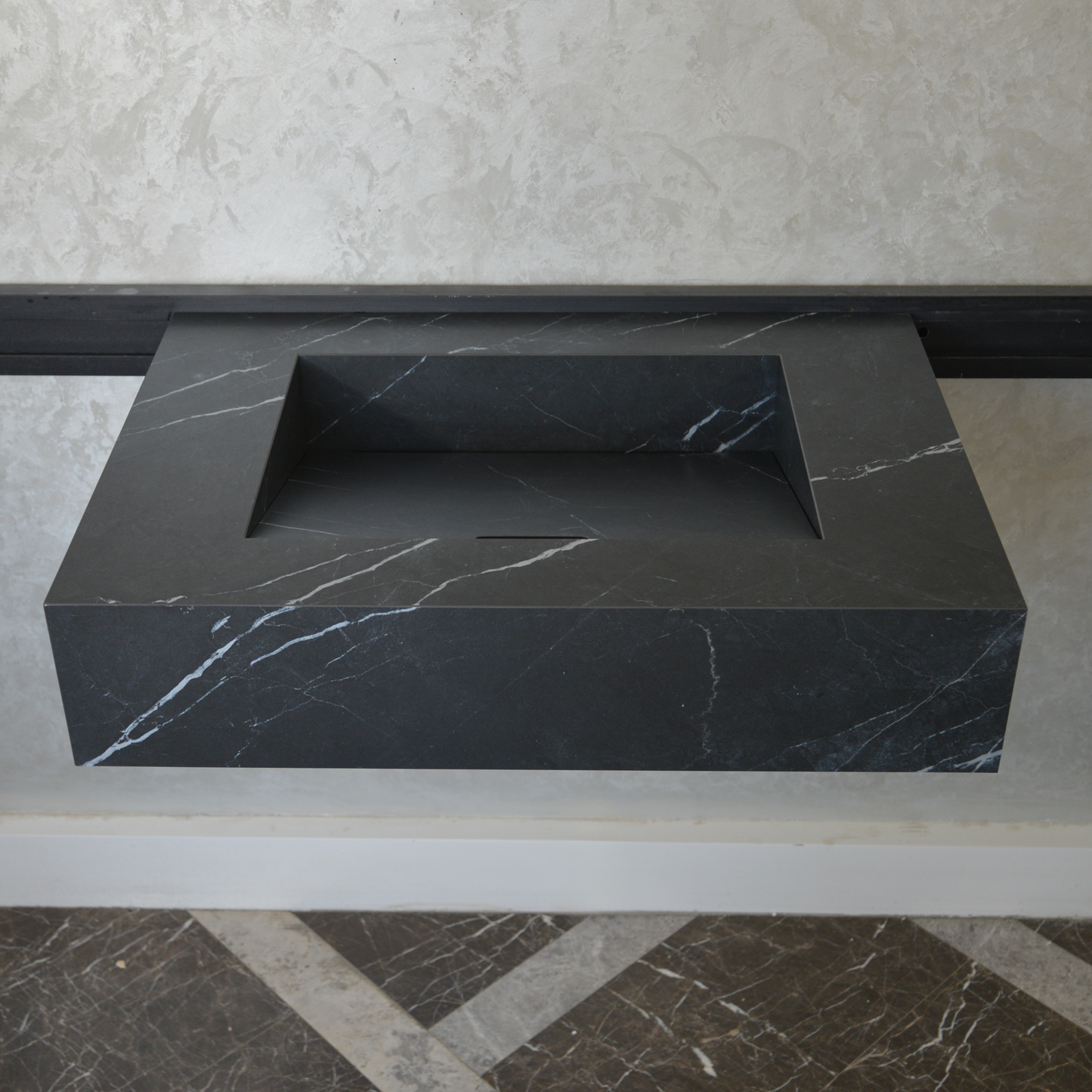 Nero Marquinia Black Engineered Stone Sink Handcrafted High Gloss Modern Designs