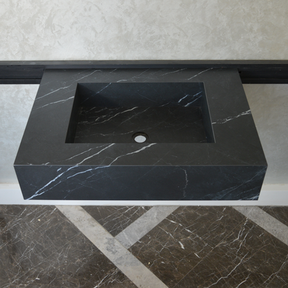 Nero Marquinia Black Engineered Stone Sink Handcrafted High Gloss Modern Designs