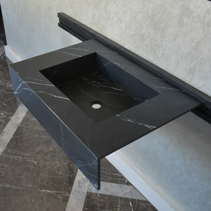 Nero Marquinia Black Engineered Stone Sink Handcrafted High Gloss Modern Designs