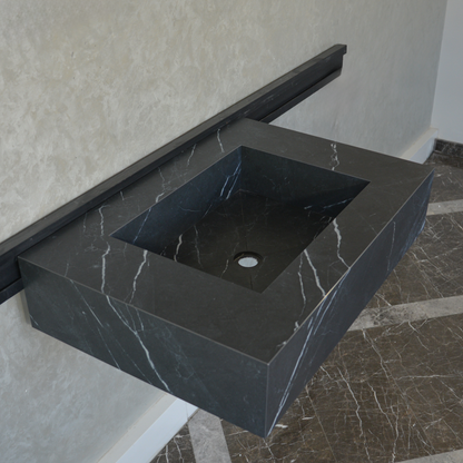 Nero Marquinia Black Engineered Stone Sink Handcrafted High Gloss Modern Designs