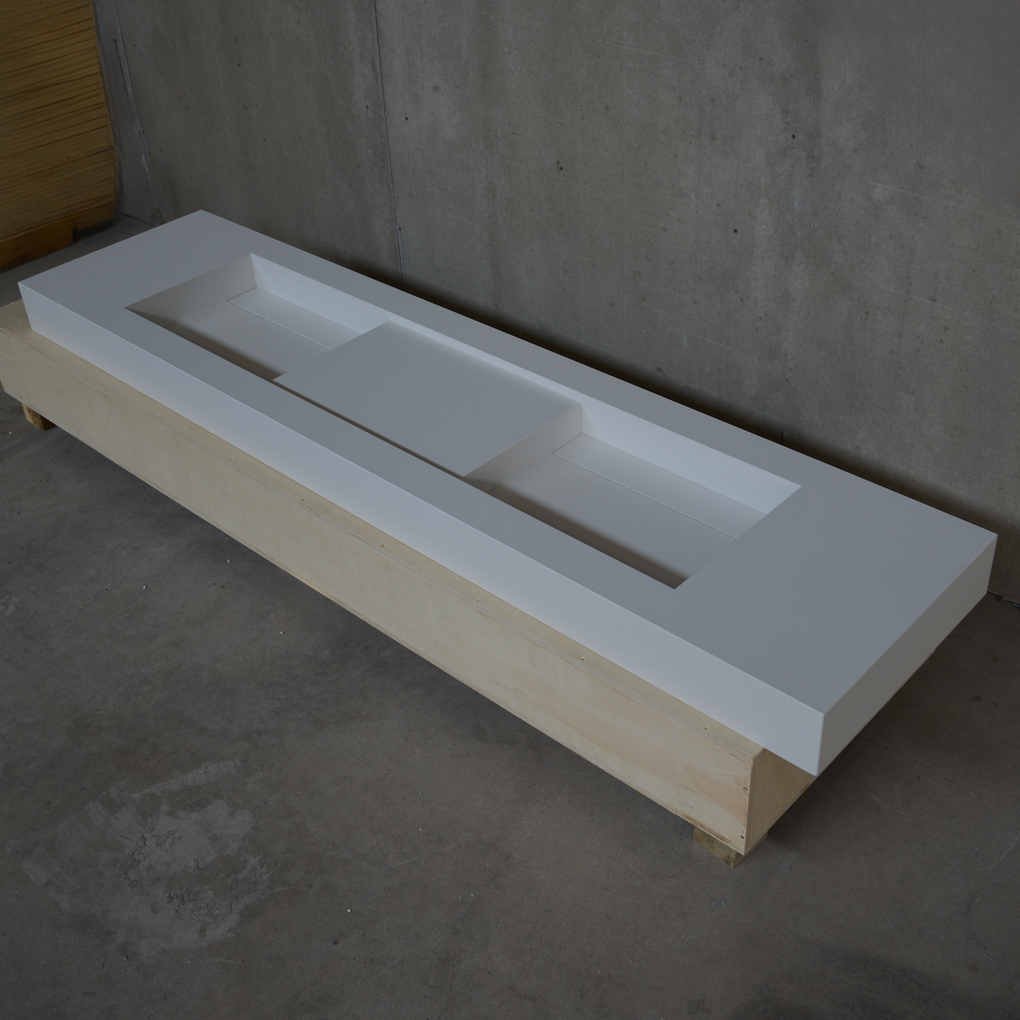 Handcrafted White Quartz Double Sink - Non Porous Durable Finish