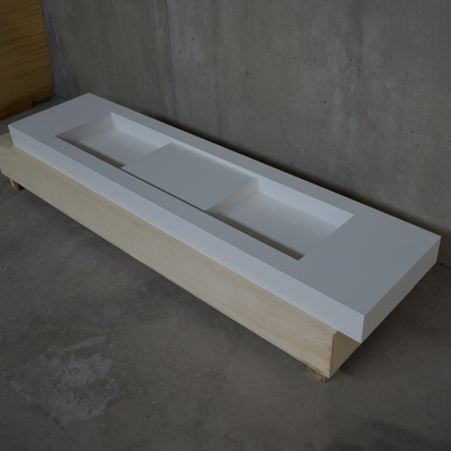 Handcrafted White Quartz Double Sink - Non Porous Durable Finish