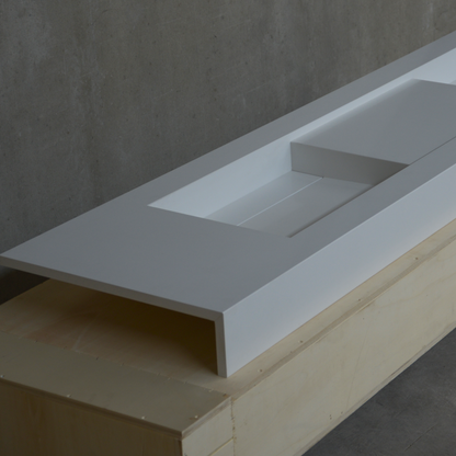 Handcrafted White Quartz Double Sink - Non Porous Durable Finish