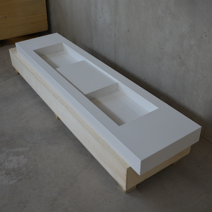 Handcrafted White Quartz Double Sink - Non Porous Durable Finish