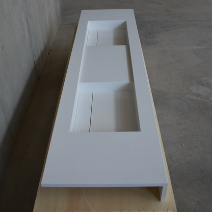 Handcrafted White Quartz Double Sink - Non Porous Durable Finish