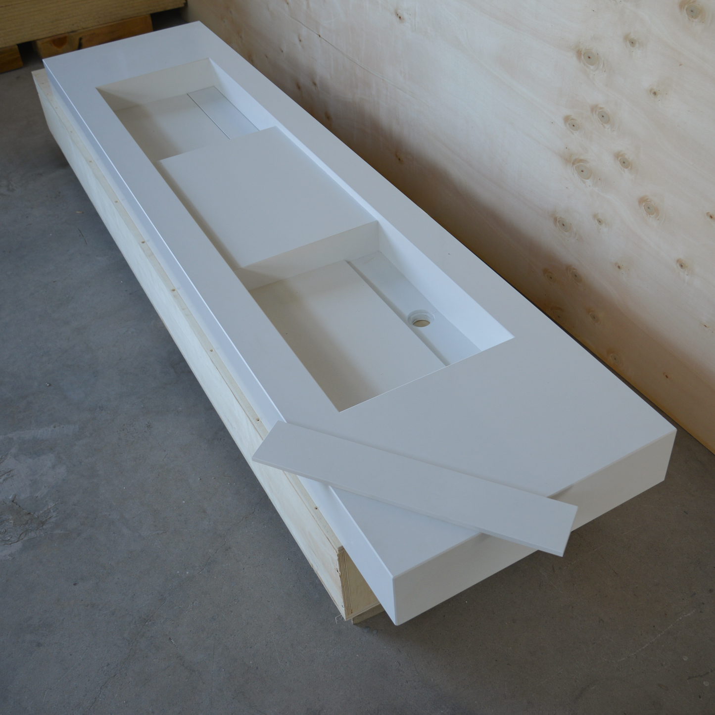 Handcrafted White Quartz Double Sink - Non Porous Durable Finish