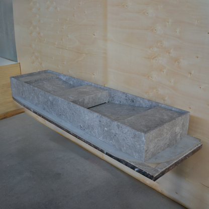 Tundra Grey Marble Handcrafted Bathroom Sink - One of a Kind Artisan Centerpiece