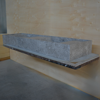 Tundra Grey Marble Handcrafted Bathroom Sink - One of a Kind Artisan Centerpiece
