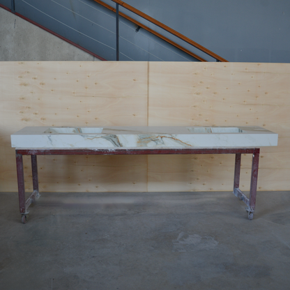 Engineered Porcelain Double Sink Calacatta Hermitage - Handcrafted Matte Finish
