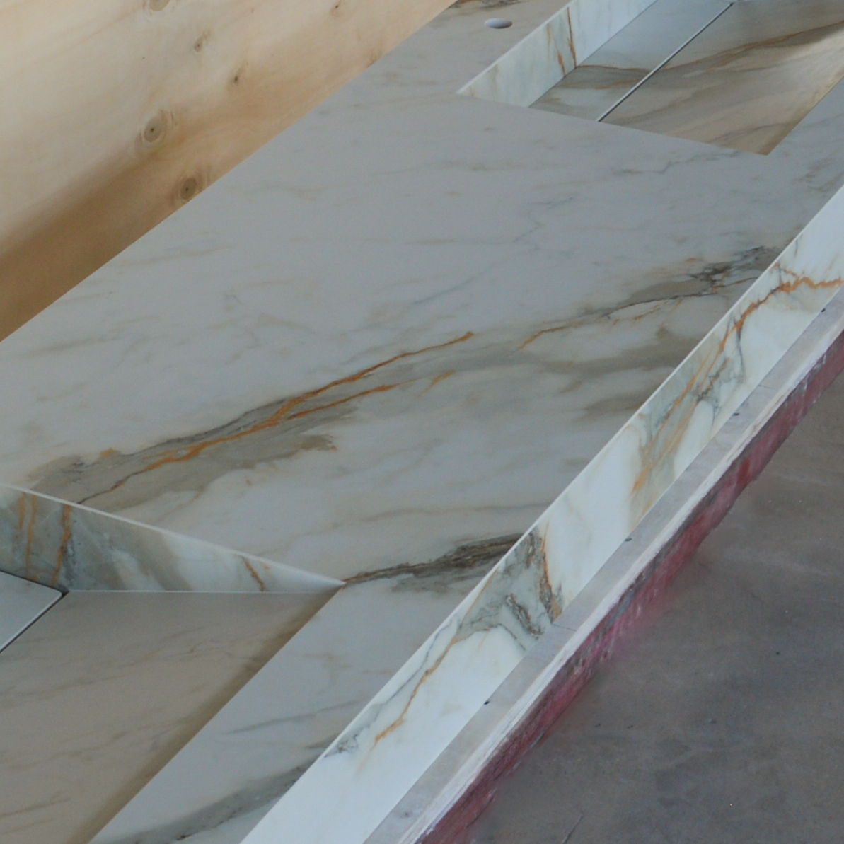 Engineered Porcelain Double Sink Calacatta Hermitage - Handcrafted Matte Finish