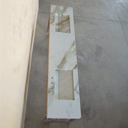 Engineered Porcelain Double Sink Calacatta Hermitage - Handcrafted Matte Finish