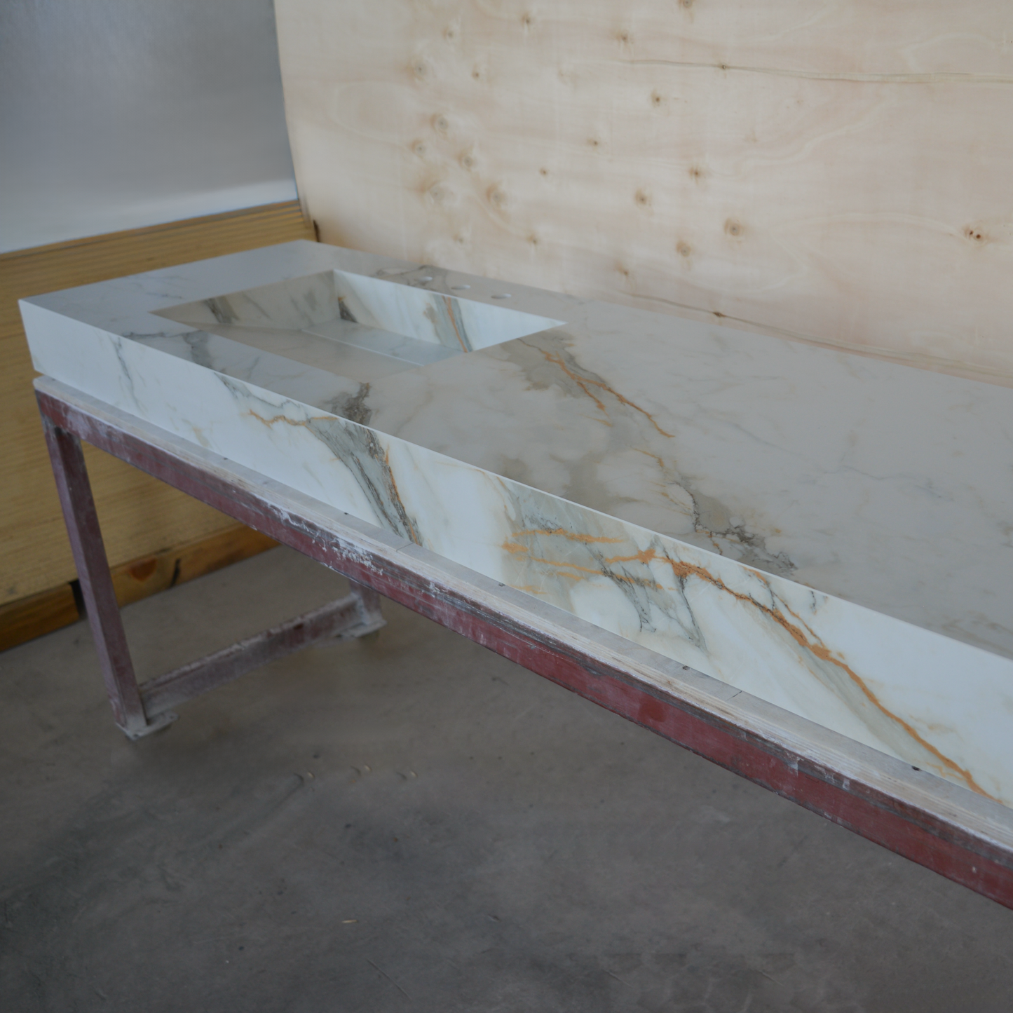 Engineered Porcelain Double Sink Calacatta Hermitage - Handcrafted Matte Finish