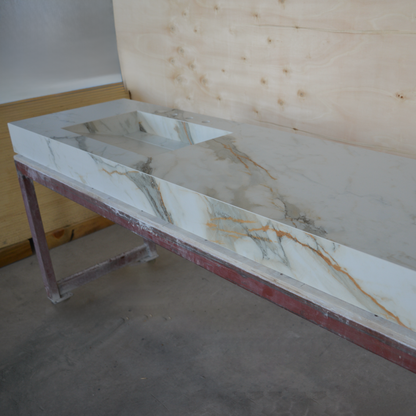 Engineered Porcelain Double Sink Calacatta Hermitage - Handcrafted Matte Finish