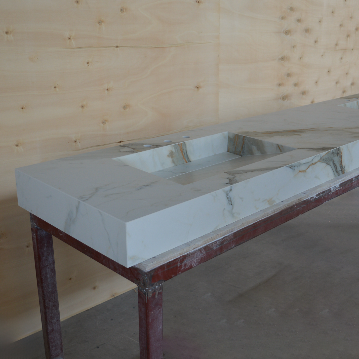Engineered Porcelain Double Sink Calacatta Hermitage - Handcrafted Matte Finish