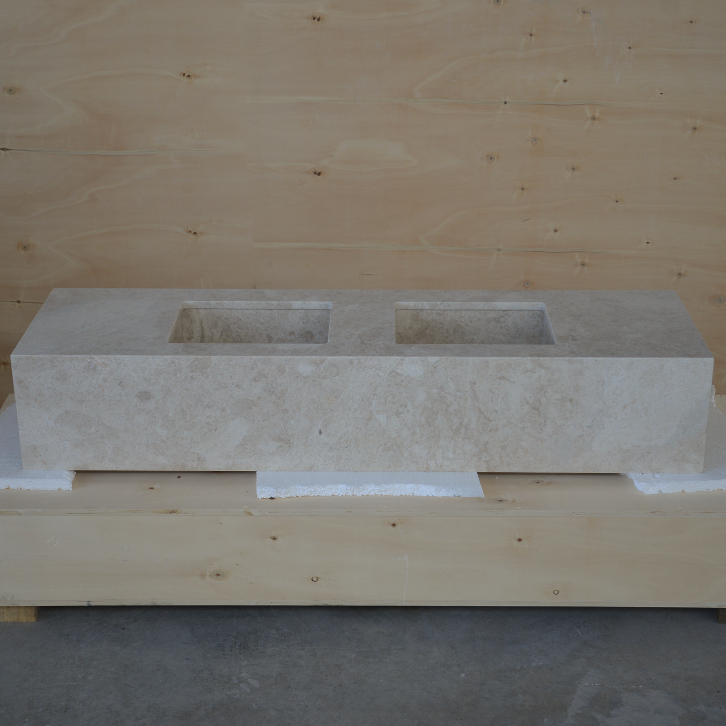 Hera Beige Marble Double Sink - Handcrafted Premium Bath Fixture