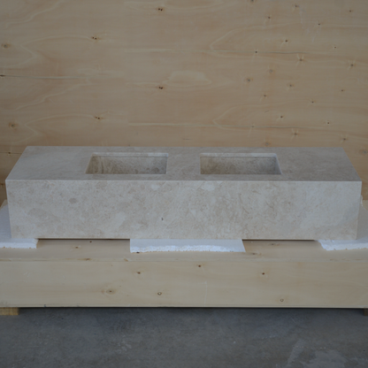 Hera Beige Marble Double Sink - Handcrafted Premium Bath Fixture