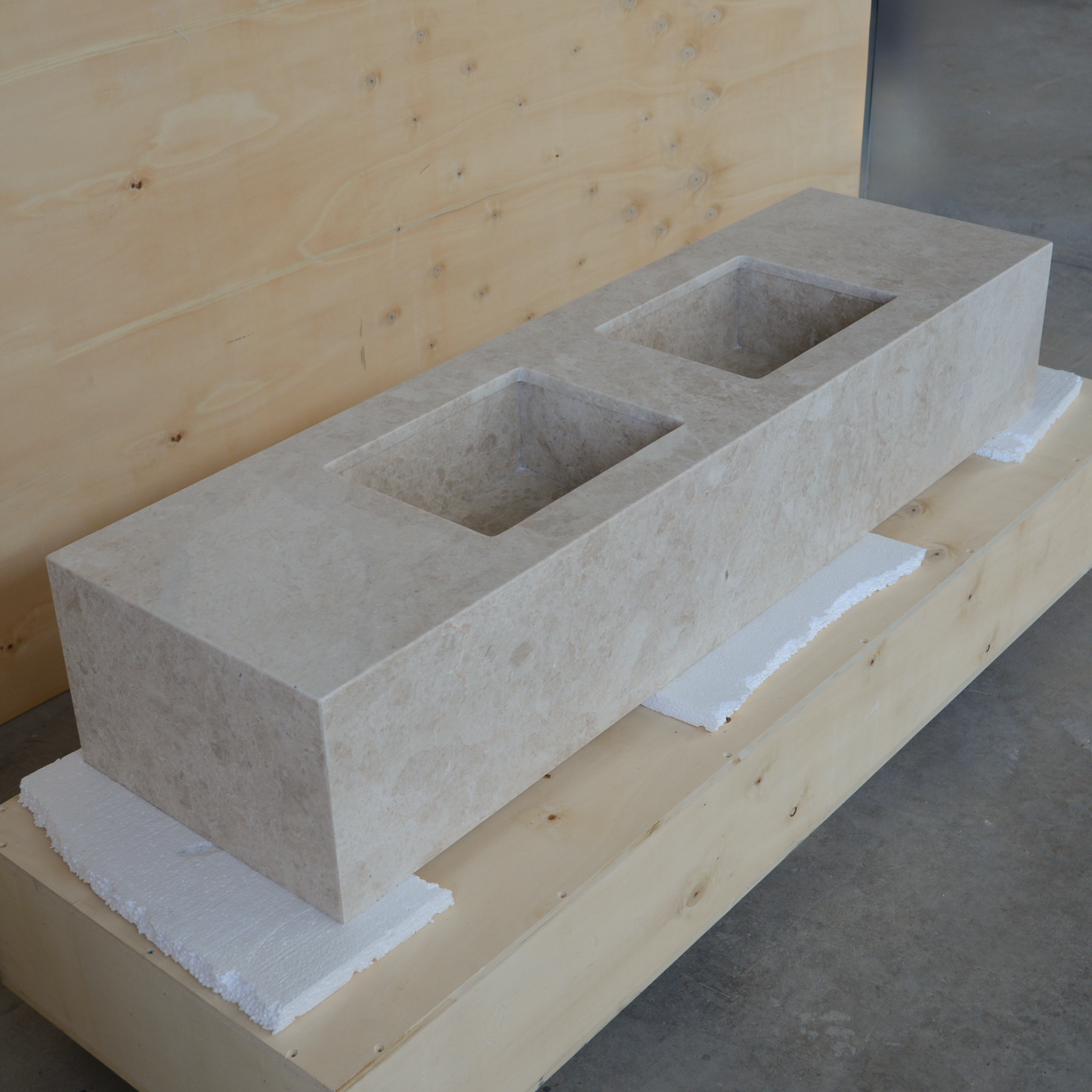 Hera Beige Marble Double Sink - Handcrafted Premium Bath Fixture