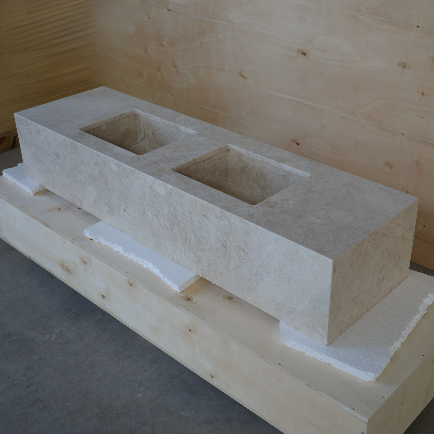 Hera Beige Marble Double Sink - Handcrafted Premium Bath Fixture