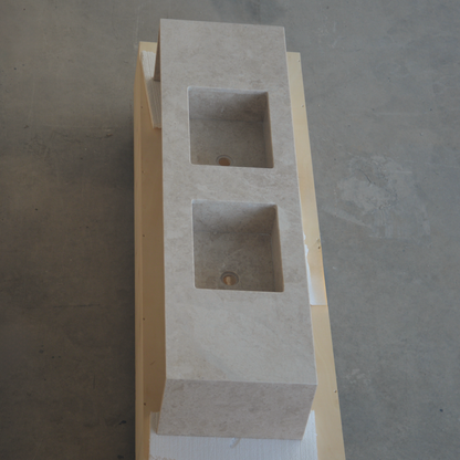 Hera Beige Marble Double Sink - Handcrafted Premium Bath Fixture