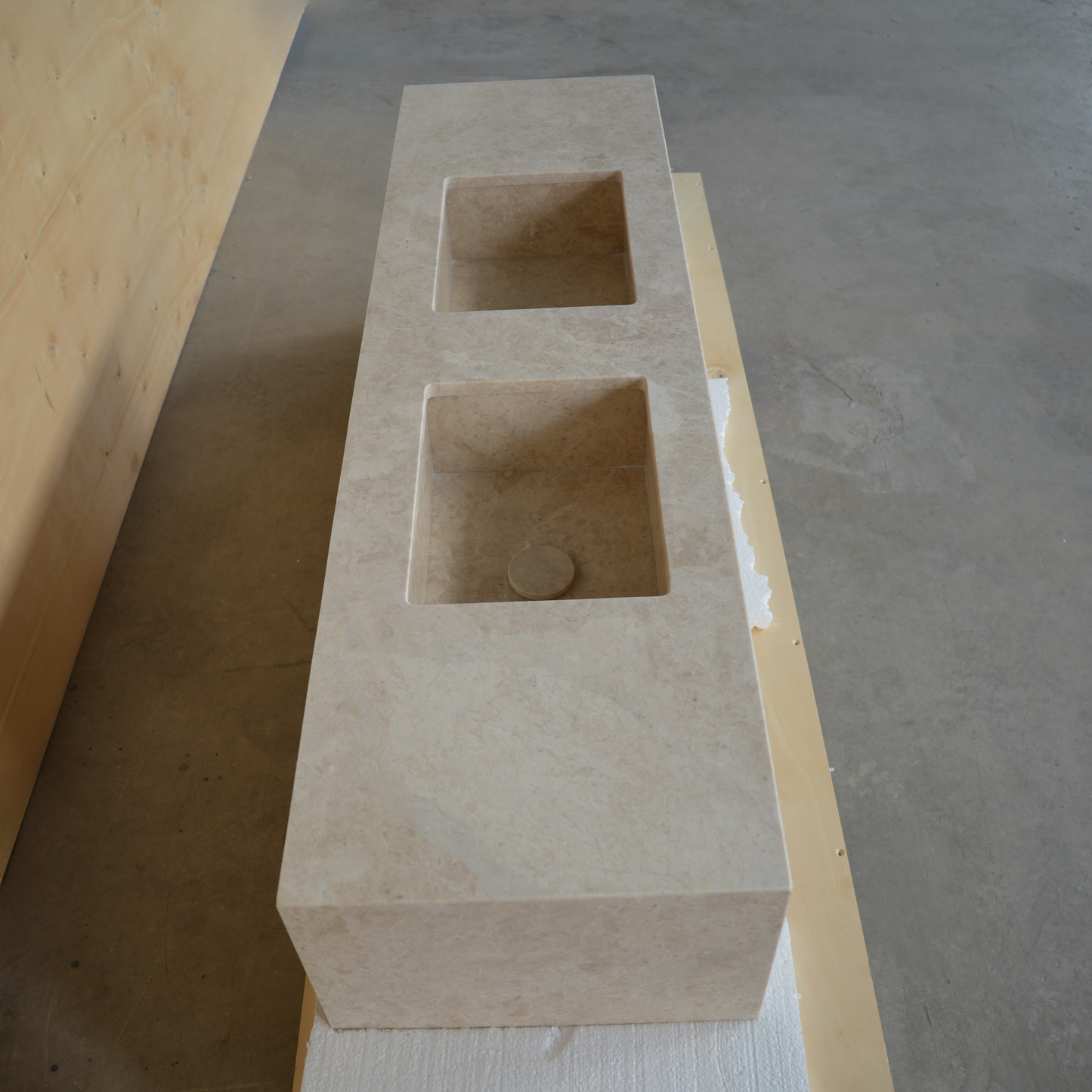 Hera Beige Marble Double Sink - Handcrafted Premium Bath Fixture