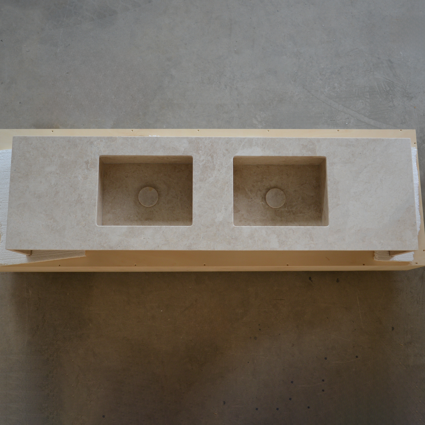 Hera Beige Marble Double Sink - Handcrafted Premium Bath Fixture