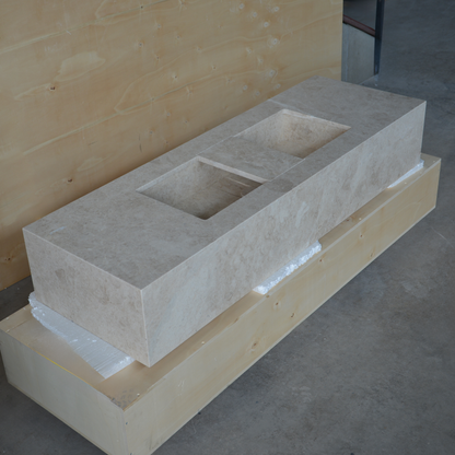 Beige Marble Handcrafted Custom Bathroom Vessel Sink Hera Premium Designer Collection