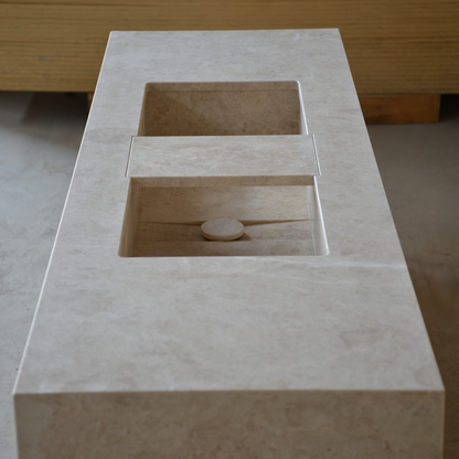 Beige Marble Handcrafted Custom Bathroom Vessel Sink Hera Premium Designer Collection