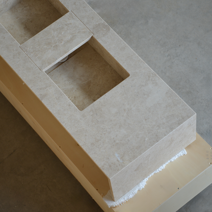 Beige Marble Handcrafted Custom Bathroom Vessel Sink Hera Premium Designer Collection