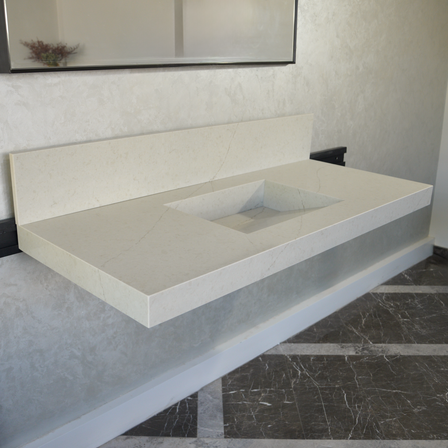 Handcrafted Custom Quartz Sink Integrated Backsplash - Alba Via