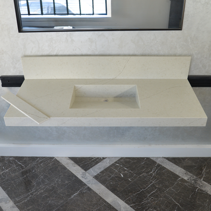Handcrafted Custom Quartz Sink Integrated Backsplash - Alba Via