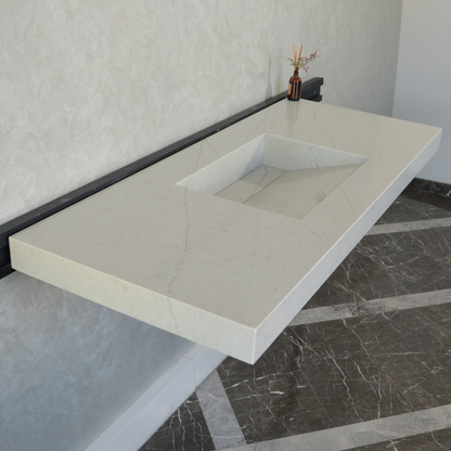 Handcrafted Custom Quartz Sink Integrated Backsplash - Alba Via