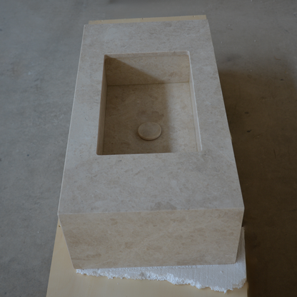 Hera Beige Handcrafted Natural Marble Vessel Sink For Bathroom And Kitchen Design