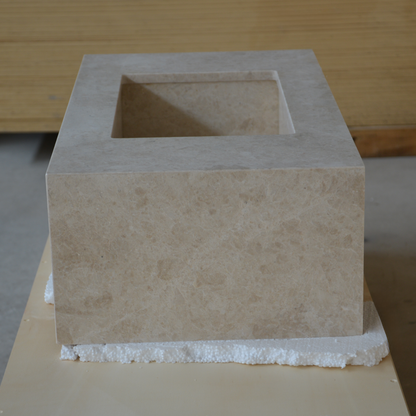 Hera Beige Handcrafted Natural Marble Vessel Sink For Bathroom And Kitchen Design